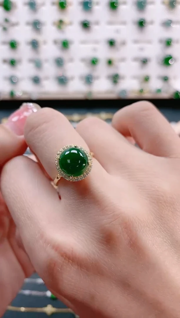 【闪购商品】翡翠戒指银S925镶嵌天然翡翠