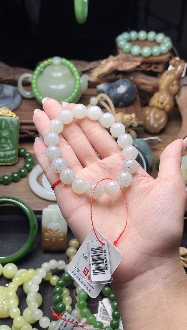 未镶嵌手串和田玉卡12新疆黑山 圆珠9010954