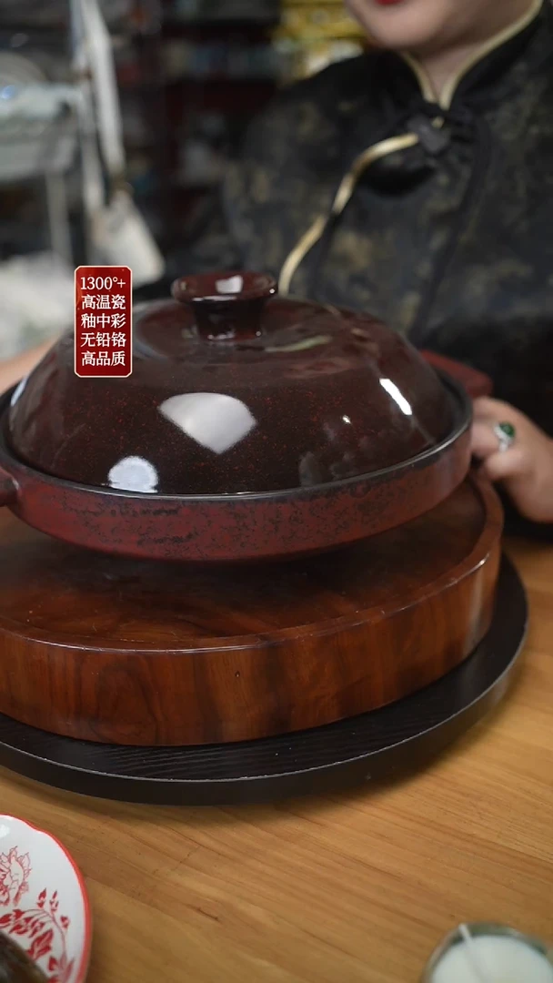 陶瓷双饮款古韵砂锅G5497