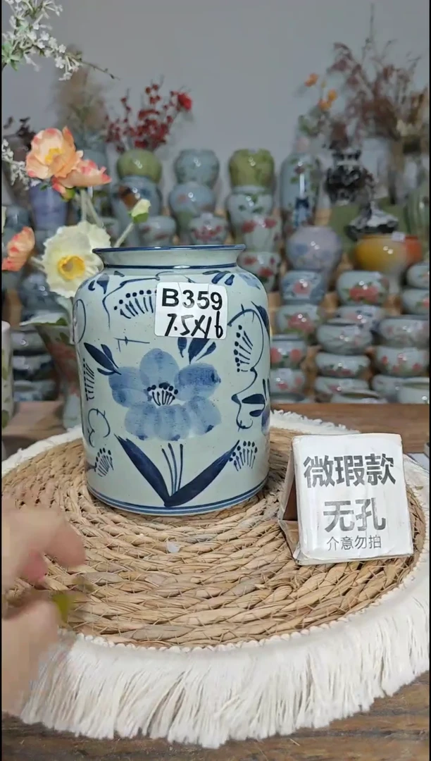 景德镇瓷韵陶瓷花盆 B359 无孔手工制品 完美主义者慎拍