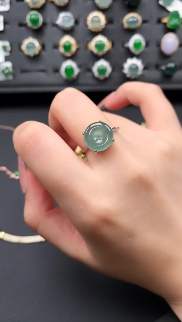 【闪购商品】翡翠戒指银S925镶嵌52141