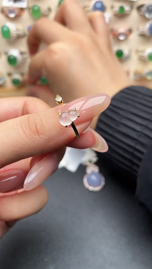 银S925镶嵌戒指翡翠一物一证一礼盒