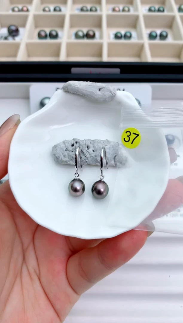 银S925镶嵌海水珍珠耳饰大溪地37