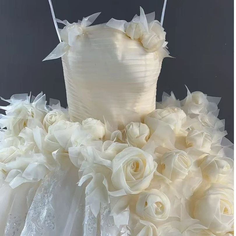 【真爱婚纱-抹胸】新款大花八钢 仙女森系婚纱仪式纱户外室内