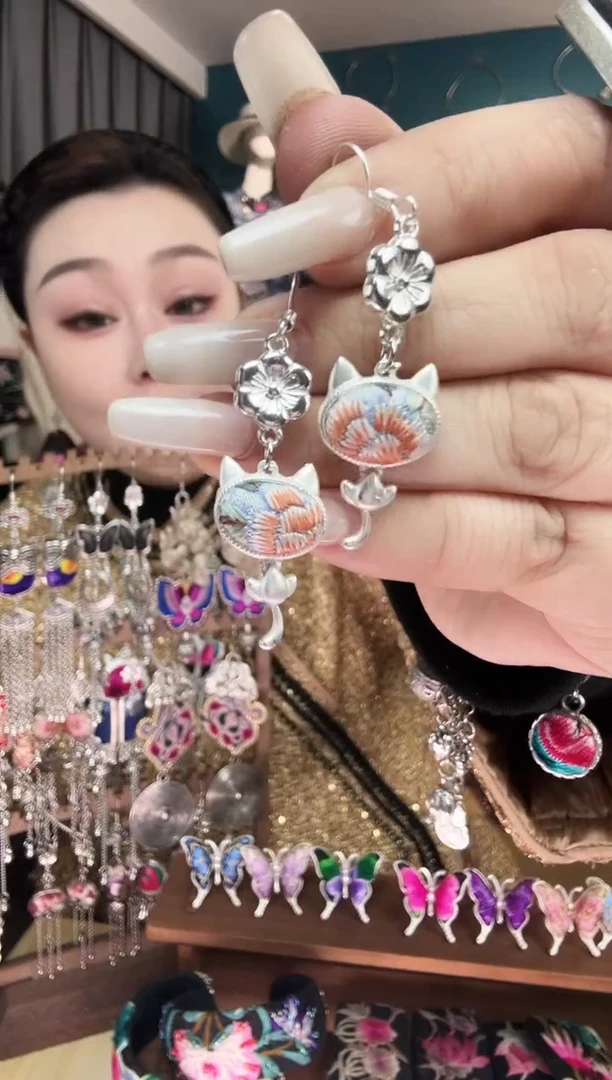 刺绣纯手工民族风刺绣耳环