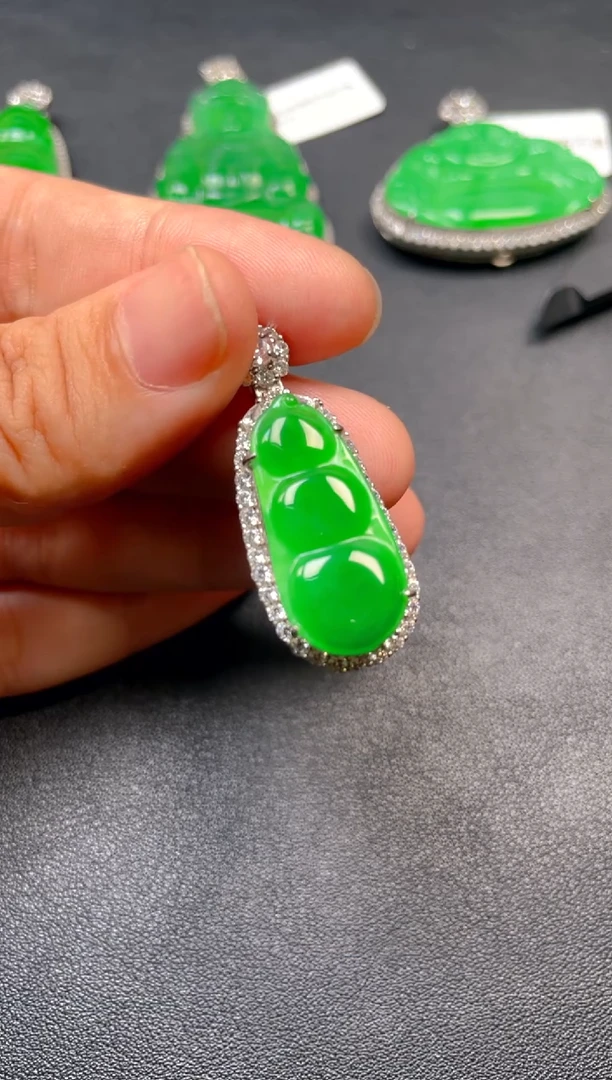 吊坠(不含链)银S925镶嵌翡翠吊坠