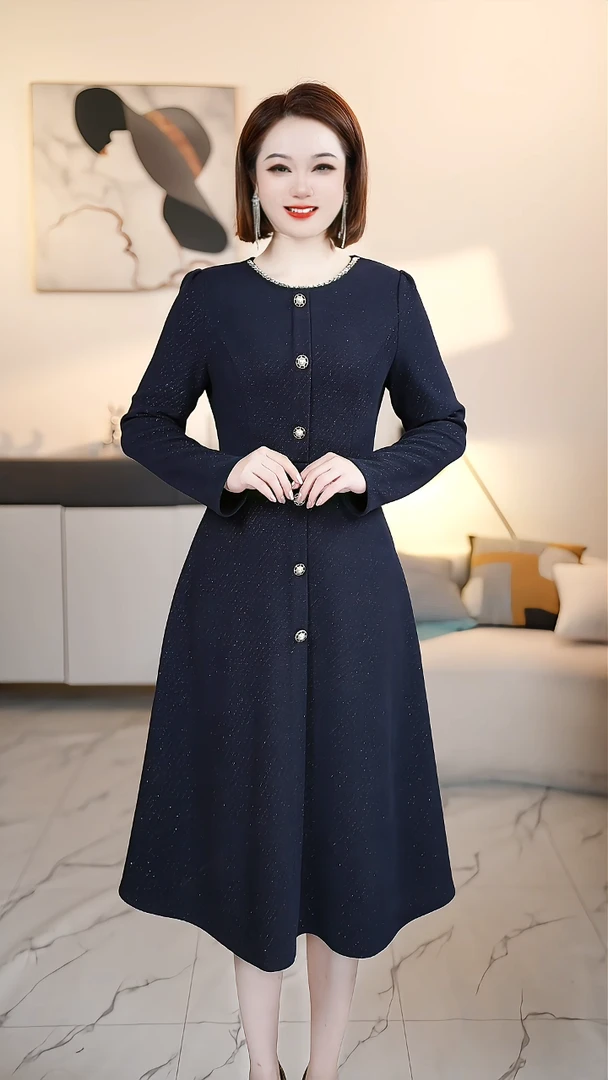 【深圳薇姐清仓】A原创高端大码显瘦气质连衣裙 8823