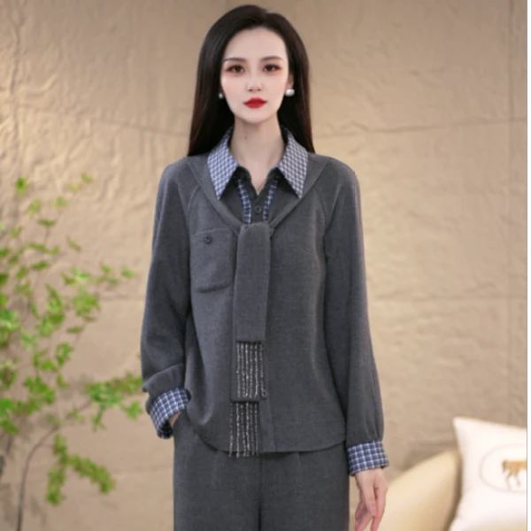 2025秋季新款时尚设计感减龄百搭优雅显瘦两件套套装M-4XL