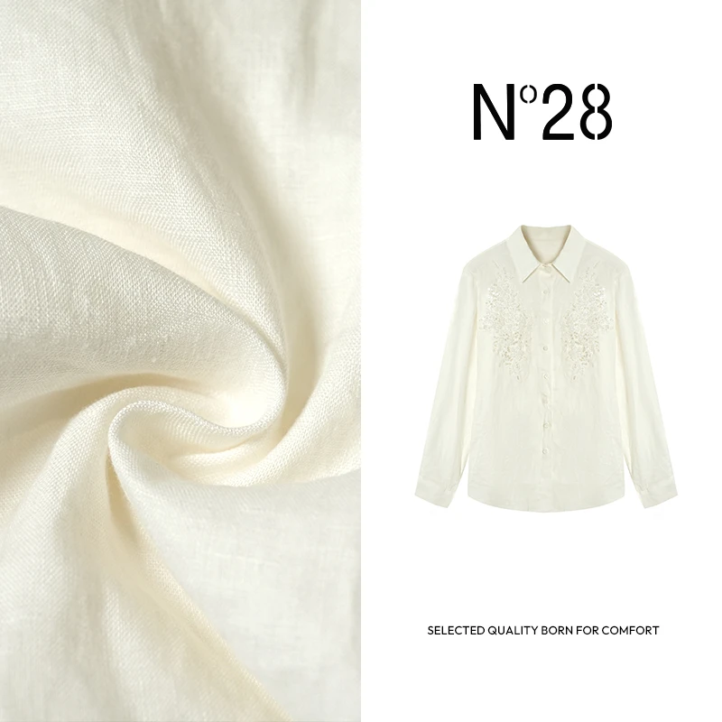 【小小莎】‘波尔多’N°28新款气质长袖2025夏季设计师百搭绣花衬衫