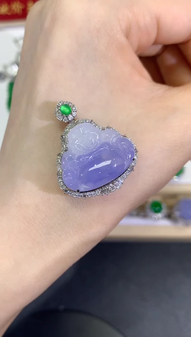 翡翠18K金镶嵌吊坠(不含链)团购32