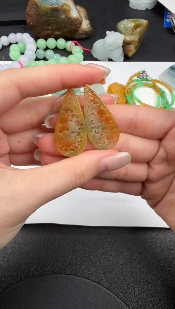 吊坠(不含链)未镶嵌翡翠翡翠饰品-138 一对