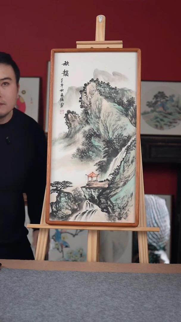 国画纯手绘纯手写-带框尺寸36*69