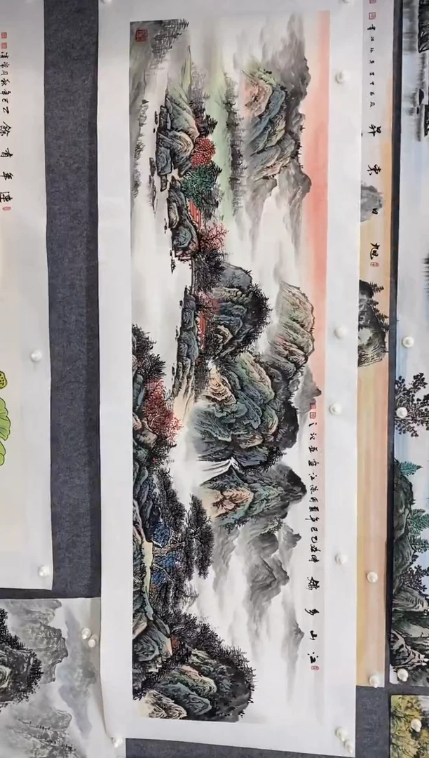 国画沈泳江手绘 六尺对开180*50cm