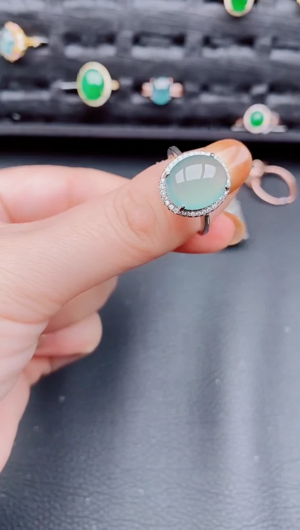 【闪购商品】翡翠戒指银S925镶嵌天然a货翡翠733