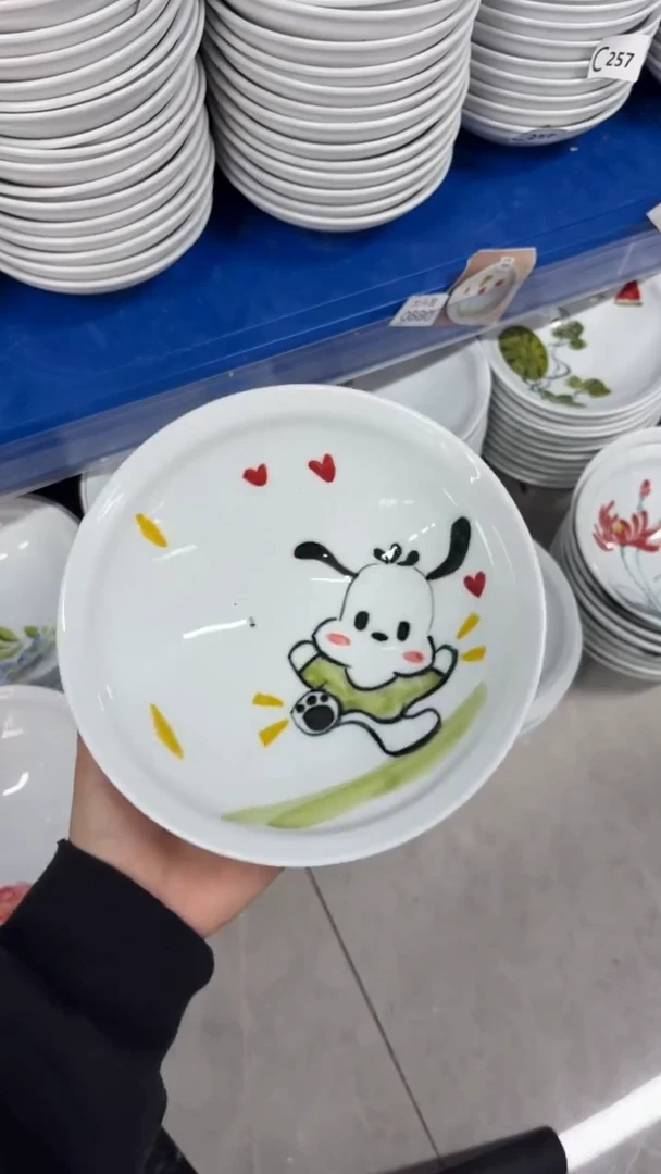 瓷片景德镇高温陶瓷食品级手绘釉中彩-大斗笠碗