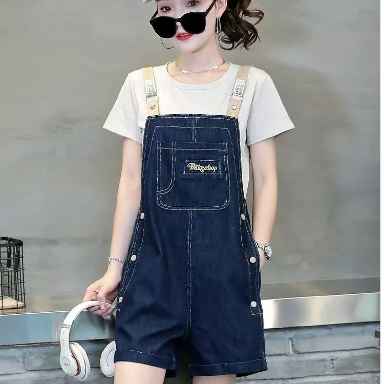 牛仔背带裤套装女夏季新款洋气减龄收腰背带二件套#3898