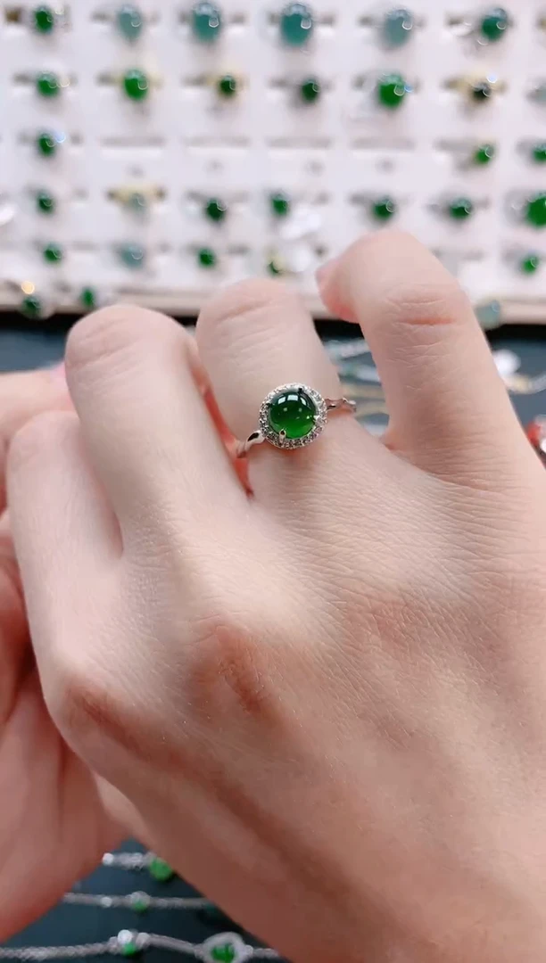 【闪购商品】翡翠戒指银S925镶嵌天然翡翠