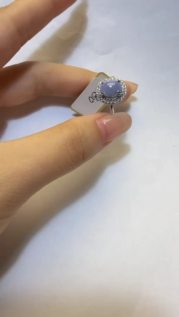 银S925镶嵌戒指翡翠925银镶缅甸A货翡翠戒指
