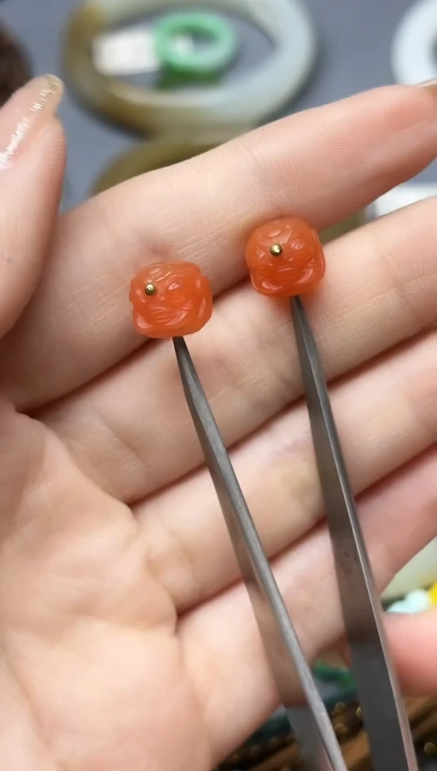 未镶嵌南红玛瑙挂件老*南红配饰一对GW