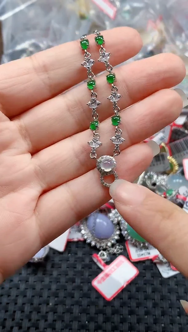 银S925镶嵌戒指翡翠天然A货缅甸翡翠