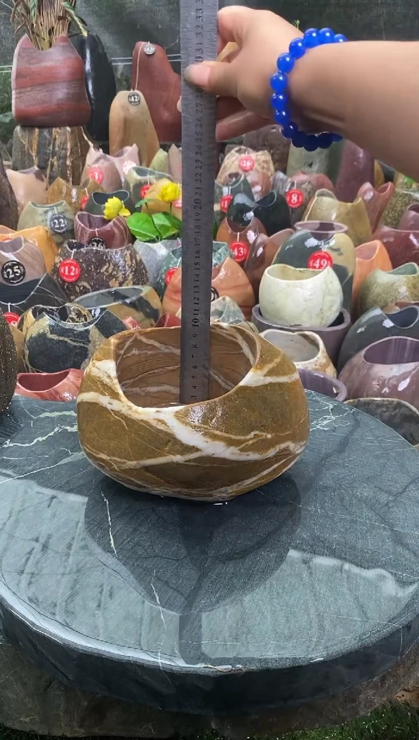 石头花瓶花器天然花纹