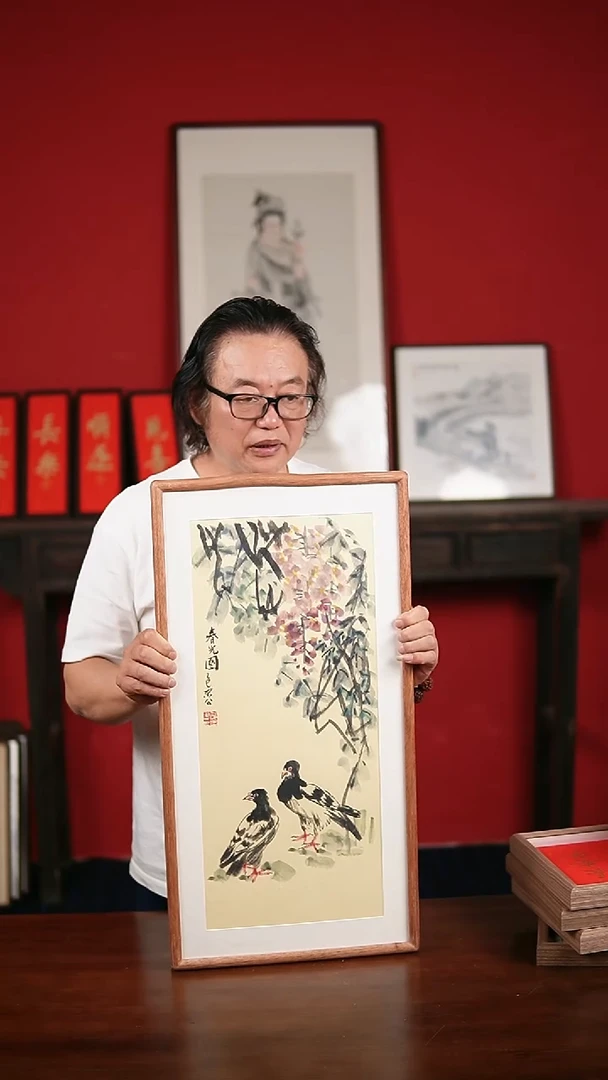 国画手绘手写-33*66带框发货