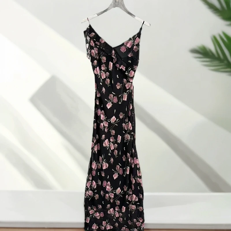 【发花专属】2025新款复古做旧紫色玫瑰设计师款连衣裙