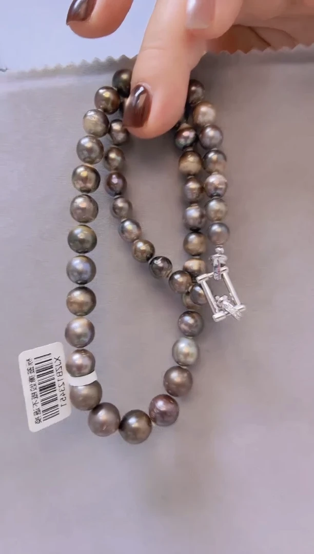 未镶嵌项链海水珍珠大溪地（重瑕）7.4-10.5mm+S925银项链