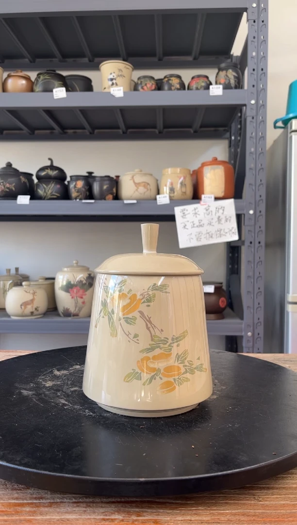 建水紫陶白泥多道刻填精品茶罐