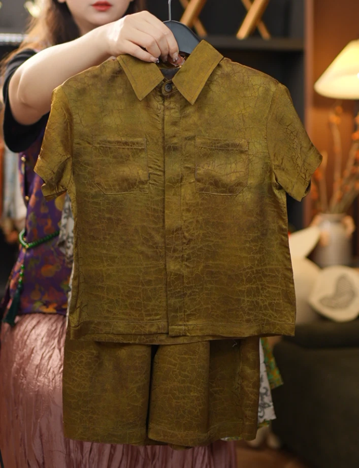 【琨萱】“”2025男童夏款新中式木薯丝短袖裤子套装 SS67T096