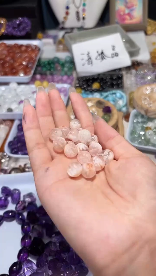 水晶手串未镶嵌T64橙雪花卡11单珠