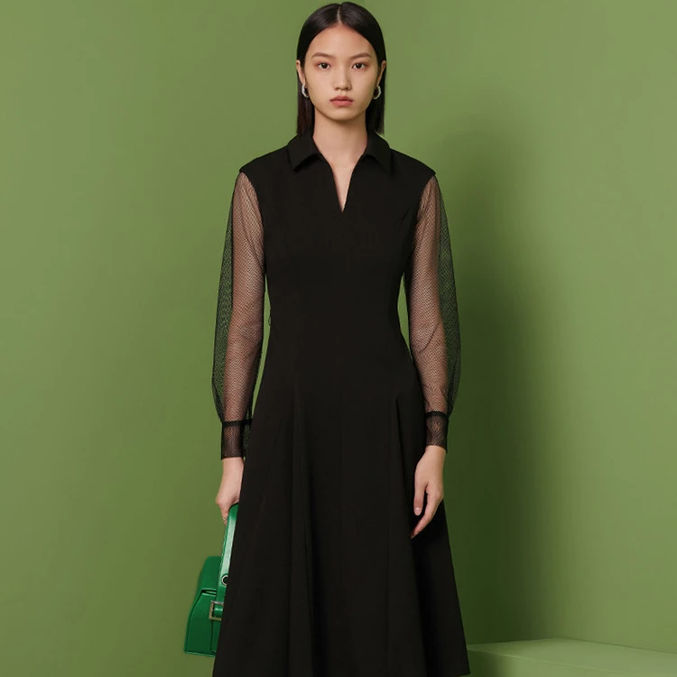 【小熊专属】连衣裙翻领法式无袖小黑裙混羊毛裙子潮高级感M510251