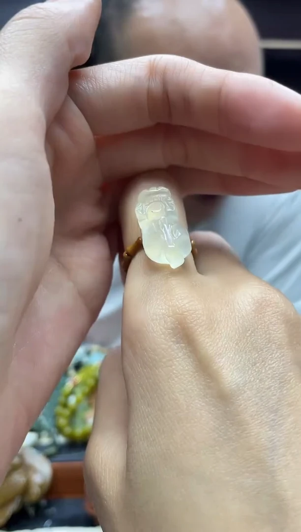 未镶嵌岫玉戒指·多样性发*货拍一发一