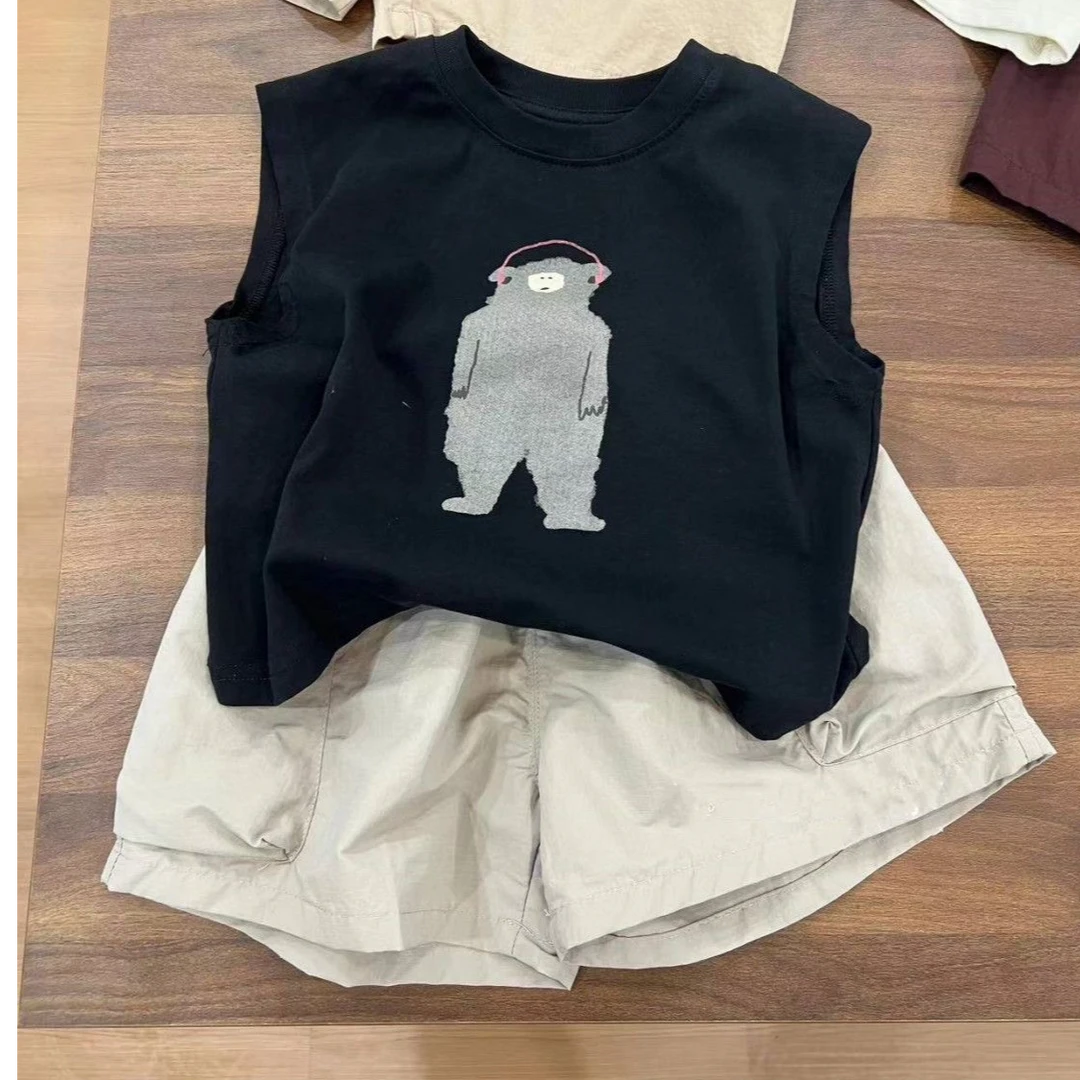 纯棉男童背心套装2025夏季韩系新款中小童儿童装洋气短裤两件套潮