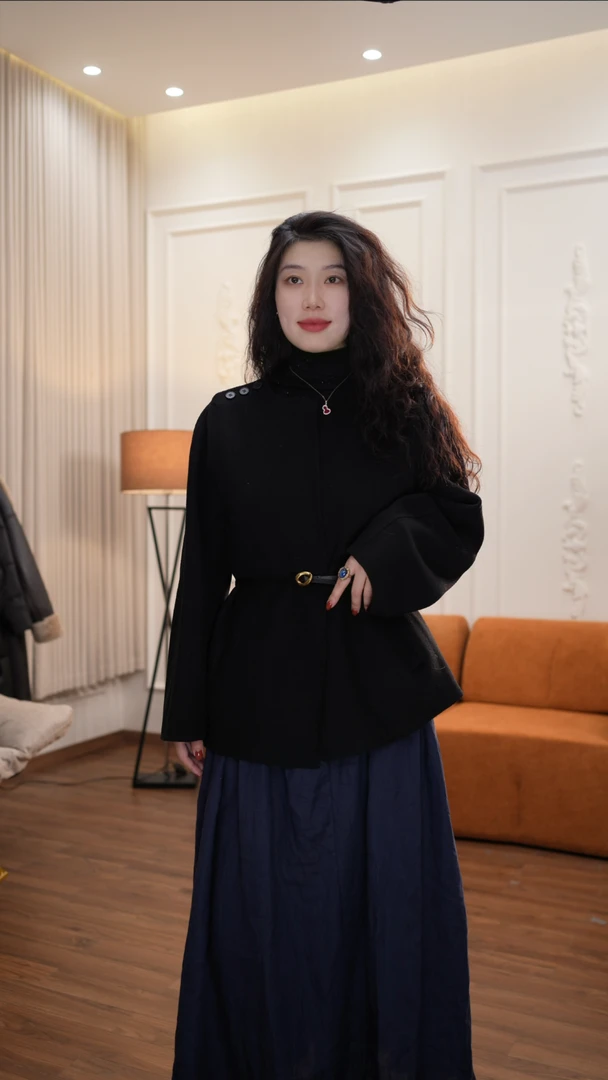 轻奢时尚百搭高端大衣羊毛中长款女装气质外套腔调穿搭-22201