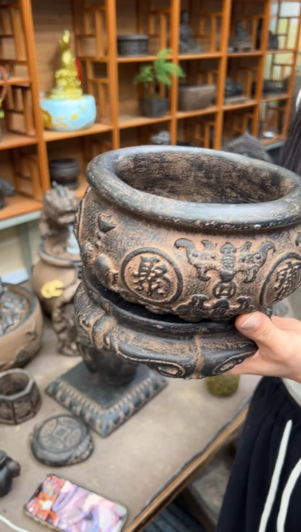 陶土【火山泥】聚宝盆+金箍坛底座