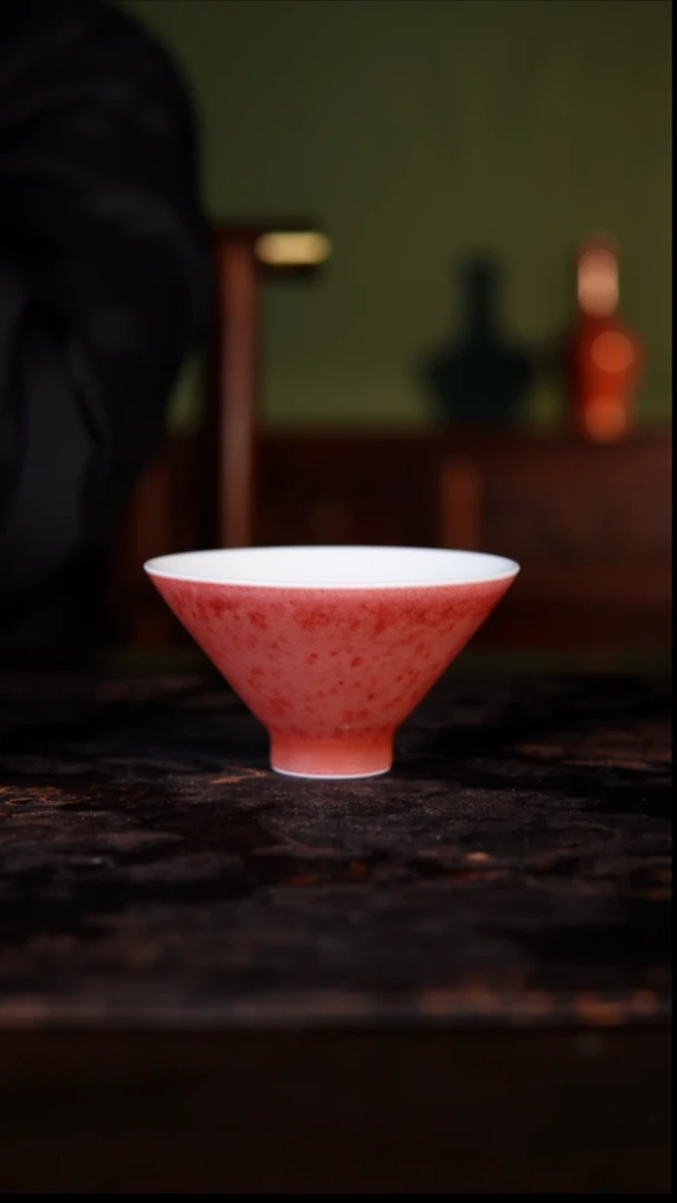 杯子白泥豇豆红陶瓷纯手工