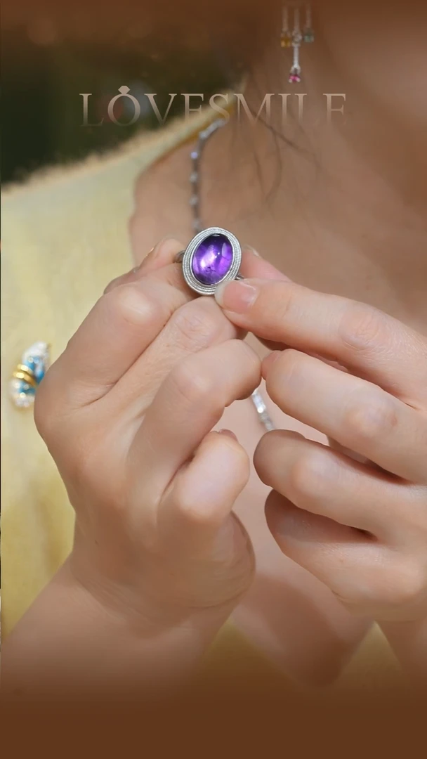 银S925镶嵌戒指紫晶098