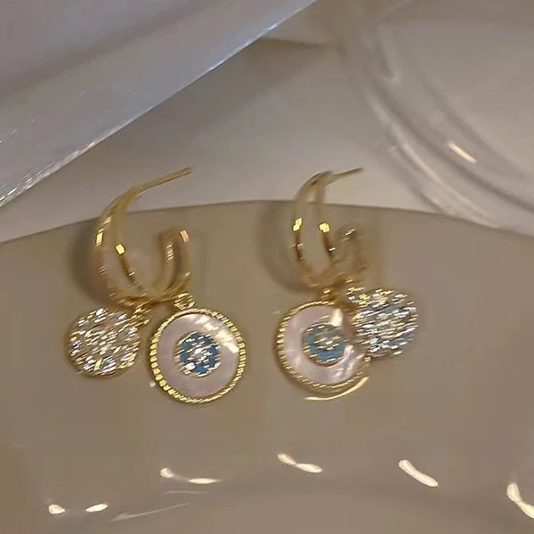 铜合金合成锆石耳饰 气质轻奢时尚百搭精致小巧耳饰A33