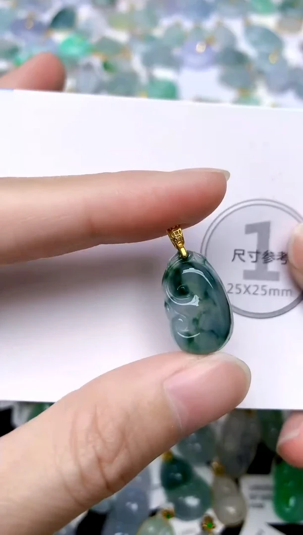 颈饰银S925镶嵌翡翠天然A货翡翠