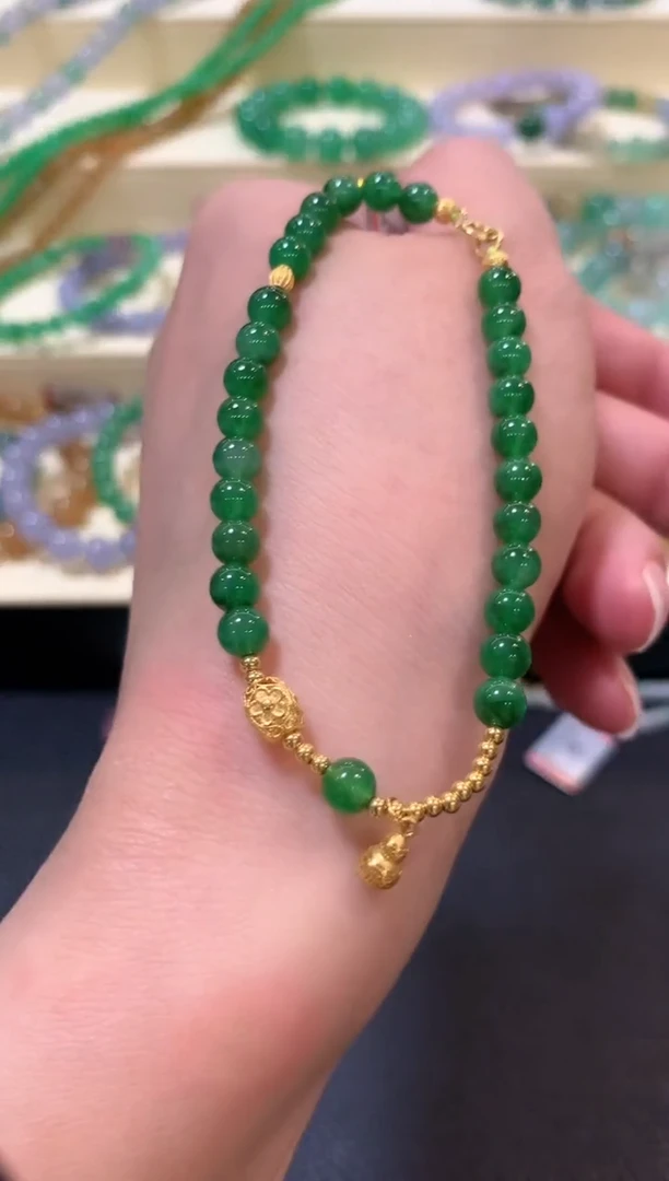 18K金镶嵌手串翡翠b214