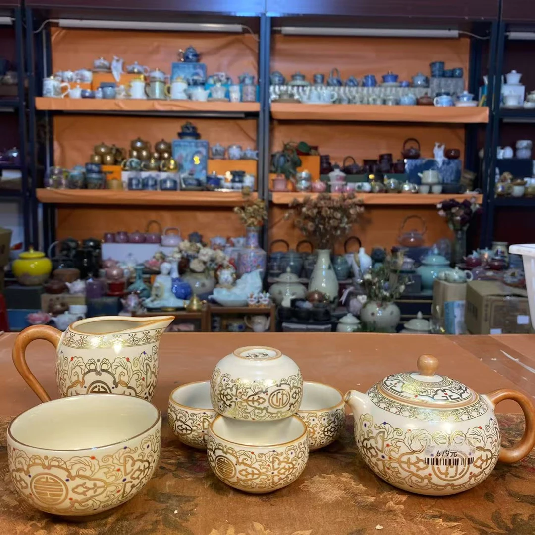 玲珑汝窑敦煌（欢喜）西施壶+公道杯+主人杯+四杯-3090