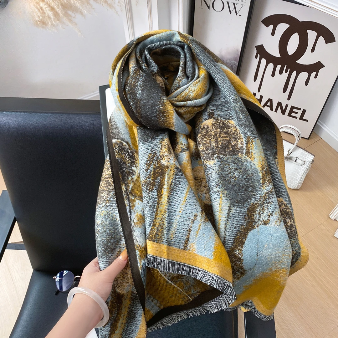 达芬奇密码2025围巾女蒲公英秋冬设计款仿羊绒保暖外搭宽松披肩