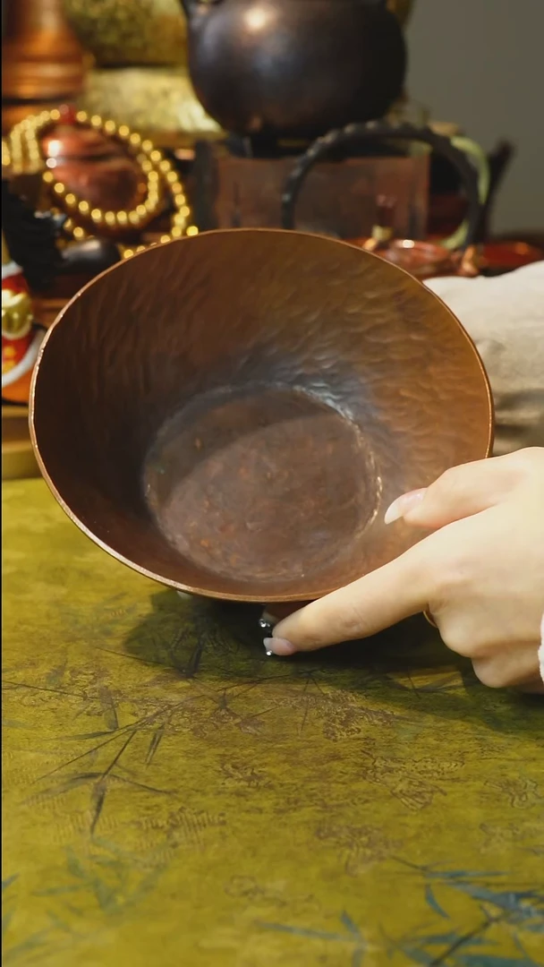 纯紫铜加厚烤色茶盘