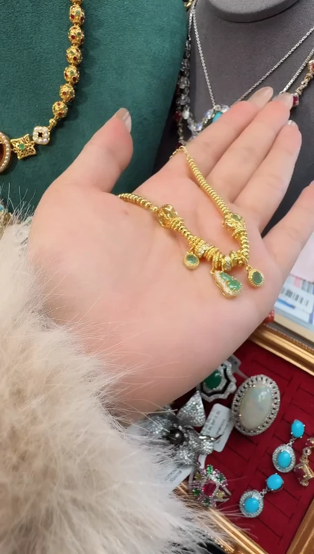 银S925镶嵌手链祖母绿手链