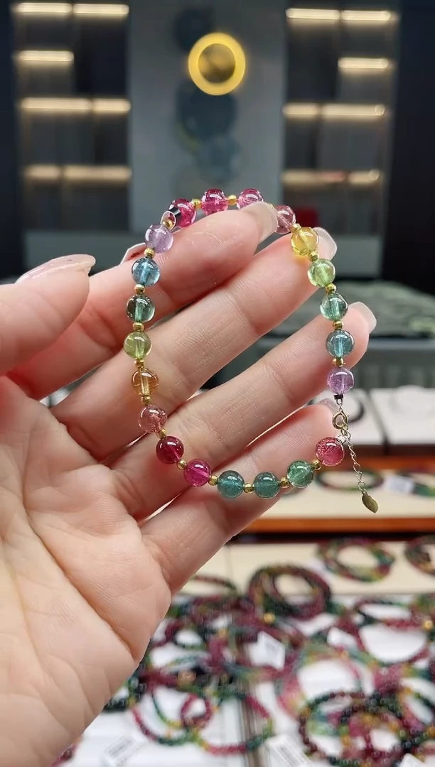 未镶嵌老矿碧玺单圈手串6mm+碧玺（多样性发一条）T