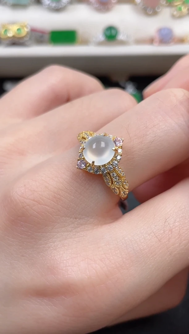 银S925镶嵌戒指翡翠1