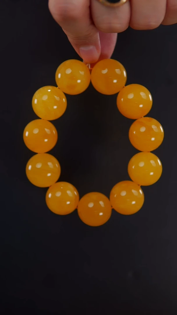 【闪购商品】蜜蜡手链未镶嵌焦皮料圆珠手串67.5