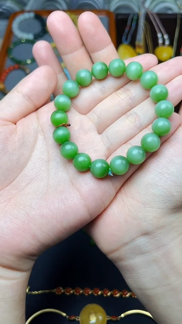 未镶嵌手串和田玉碧玉猫眼手串 06