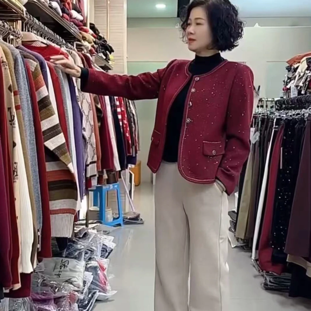 祥好服饰 冬季新款红色小香风 A313